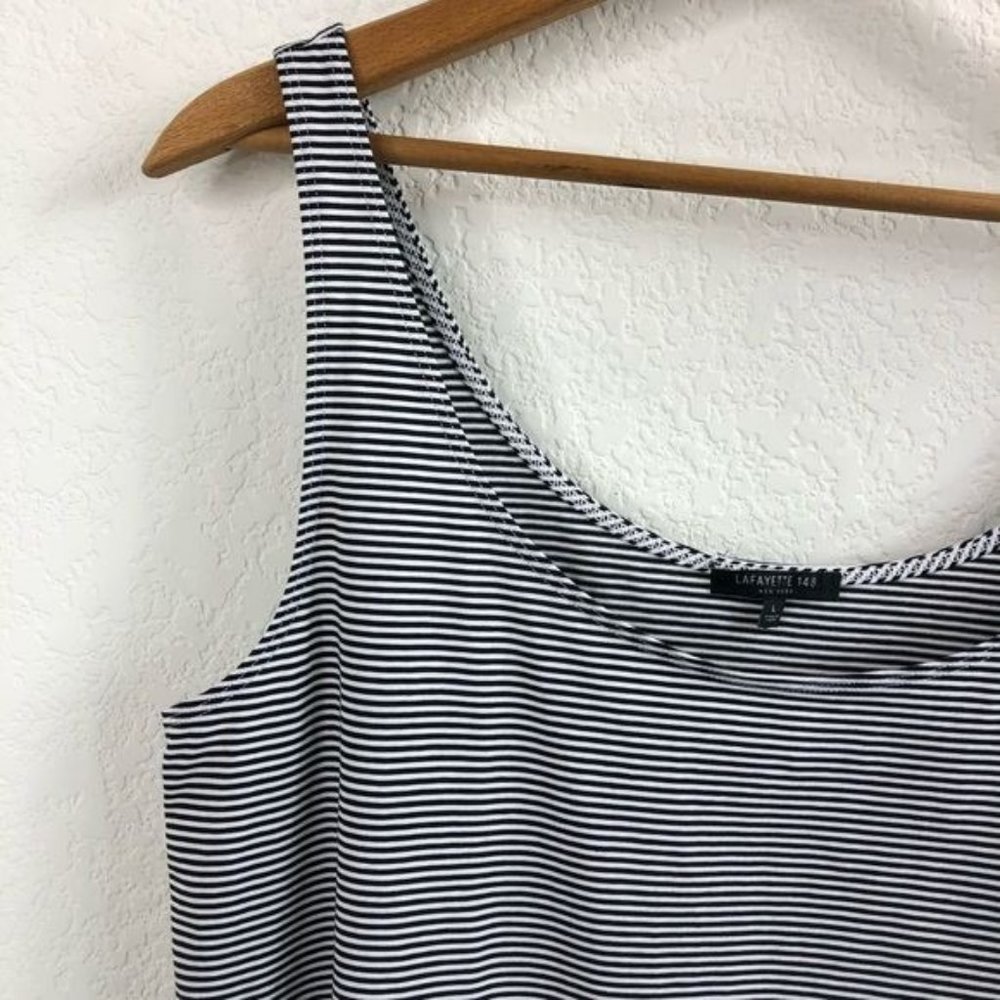 Lafayette 148 New York Black and White Striped Tank Top